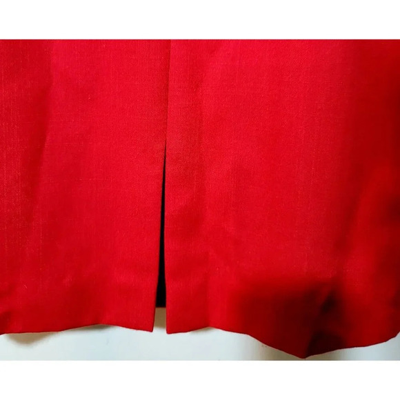 Vtg Raul Blanco Dress 12 Deadstock Red Secretary Dress Woven Gold Buttons Classy - Picture 10 of 16